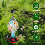 Cozymere Hand-Blown Glass Hummingbird Feeder