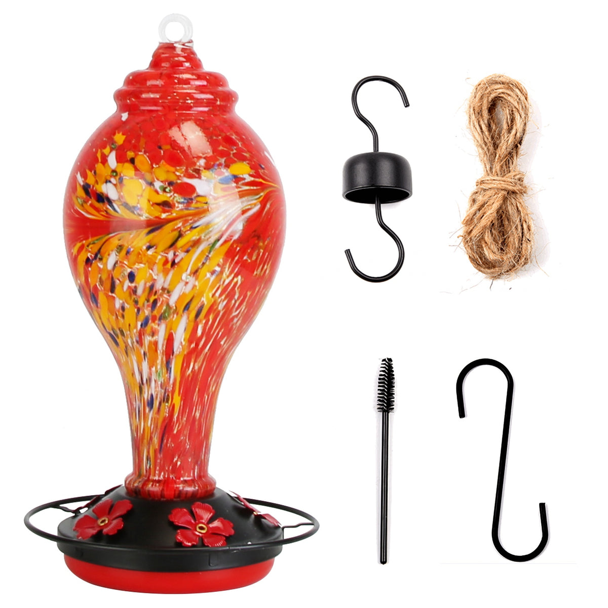 Cozymere Hand-Blown Glass Hummingbird Feeder