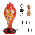 Cozymere Hand-Blown Glass Hummingbird Feeder
